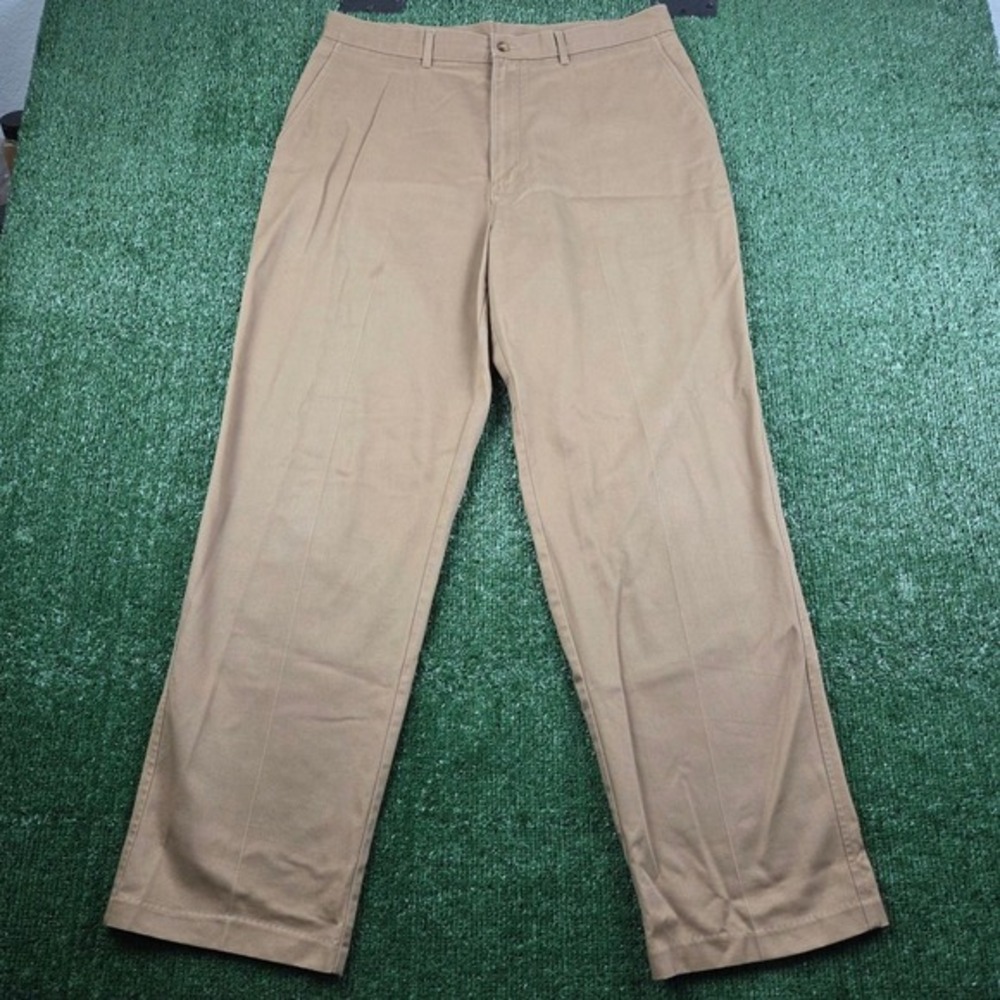 Roundtree & Yorke‎ Mens Classic Fit Chino Pants Tan Khaki 100% Cotton 36x32